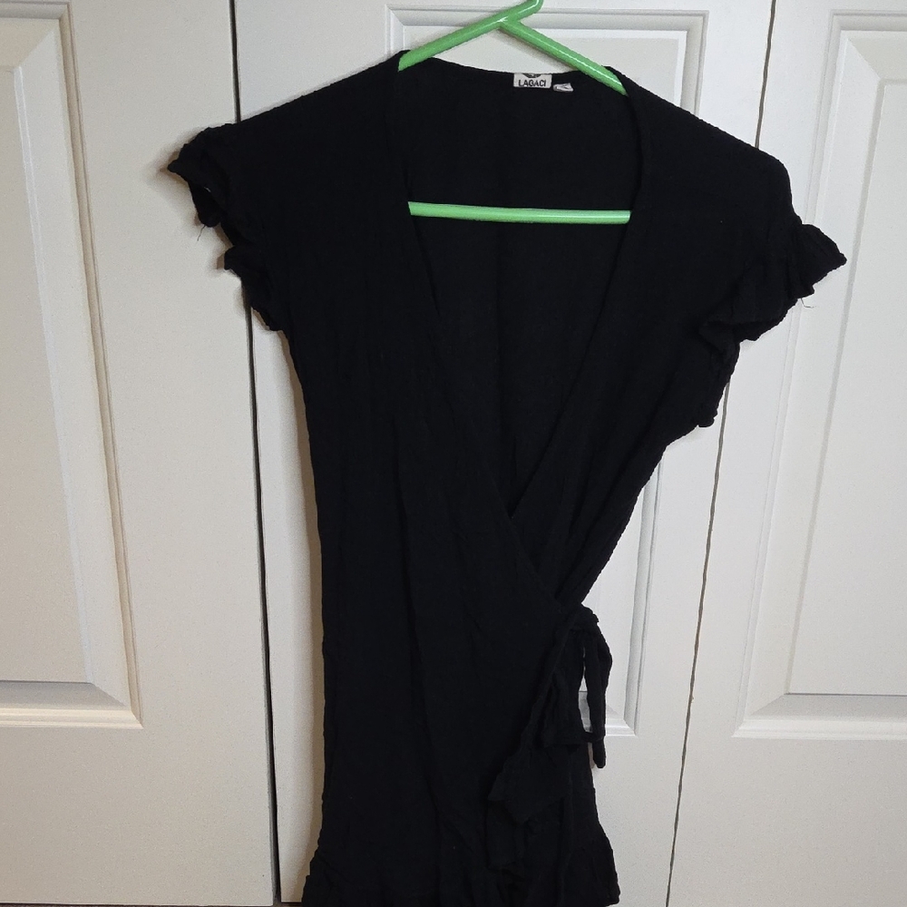 Lagaci Black Swim Top Coverup